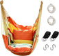 Hommtina Hammock Chair Hanging Rope Swing, Max 300 Lbs Hanging Chair with Pocket & Durability Perfect for Outdoor, Home, Bedroom, Patio, Yard (Pillows NOT Included,Orange)