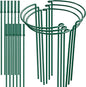 6 Pack 32 or 16 inch Adjustable Plant Support Stakes, Heavy-Duty Half Round Peony Support, Garden Plant Stakes Cage for Outdoor Plants, Peony, Tomato, Hydrangea, (16In Support +16In Extension Tubes)