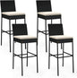 HAPPYGRILL Wicker Patio Barstools Set of 4, Outdoor Rattan Bar Chairs with Footrest & Backrest, Armless High Top Chairs with Seat Cushions for Backyard, Balcony