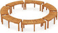 Tangkula Outdoor Curved Bench, Acacia Wood Fire Pit Bench w/Slatted Seat, Patio Backless 2-Person Seating for Porch, Yard, Garden, 800 LBS Max Load, Oil Painted (7, 45")