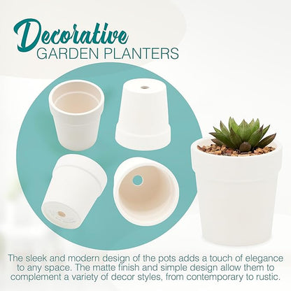 4E's Novelty Ceramic Flower Pots with Drainage Holes, 3.14", Pack of 12, Small Clay Garden Planters for Succulents, Cactus, Plants, DIY Easter Spring Craft Activity