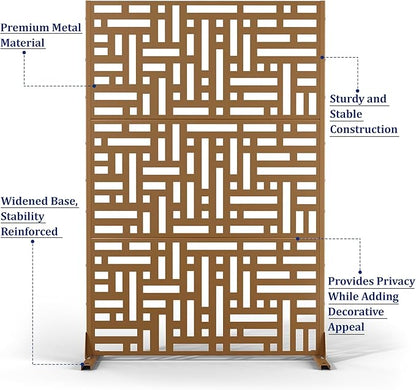 Outdoor Privacy Screen,72" H×47" W Metal Privacy Screen, Freestanding Privacy Fence Panels for Patio