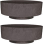 The HC Companies 8 Inch Round Plastic Succulent Capri Bowl Decorative Indoor Flower Succulent Planter Pot with Drain Plug Hole, Faux Concrete Color (2 Pack)