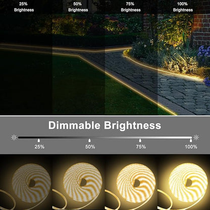 DBFAIRY 50Ft Solar LED Strip Lights Outdoor, Large Capacity Solar Powered Light Strip Auto On/Off with Remote Timer 8 Lighting Modes for Pathway Patio Pool Camping Decor, 2700K Warm White