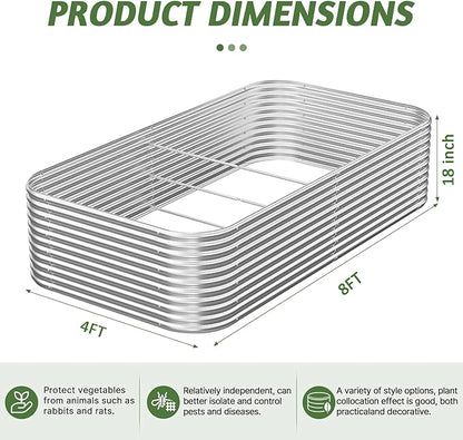 2 Pack Tall 8x4FT Corrugated Galvanized Steel Raised Garden Bed Outdoor, Metal Above Ground Garden Bed for Vegetables and Flowers, Raised Beds for Gardening-8x4x1.5FT