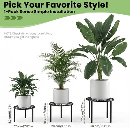 TOSKING Heavy Duty Metal Plant Stand - 9.1-inch Decorative Round Plant Stand, Adjustable Leveling Feet & Rust-Resistant Finish for Indoor/Outdoor Use