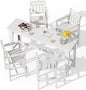 Ciokea Outdoor Bar Height Table Set of 5, 60" Extra Long Rectangle High Top Table and 4 Oversized Adirondack Chairs Set, Heavy-Duty All-Weather HDPE Patio Bar Set for Backyard Balcony Deck, White