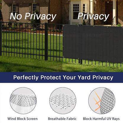 Windscreen4less Privacy Fence Screen Heavy Duty Windscreen Fencing Mesh Fabric Shade Net Cover with Brass Grommtes for Outdoor Wall Garden Yard Pool Deck, 6'x195' Black