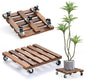 2 Pack Plant Stand with Wheels, 14" Rolling Plant Stand 264 LBS Heavy Duty Wooden Square Plant Caddy with Metal 360° Lockable Caster Wheels for Outdoor Indoor Large Plant Pots, Flower Pot, Patio
