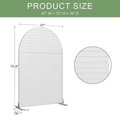 Casaphoria 72" H x 47" W Arched Metal Privacy Screen - Elegant Freestanding Outdoor Screen for Deck, Patio & Balcony - Versatile Decorative Privacy Panels for Home & Garden Use (White-Louvered)