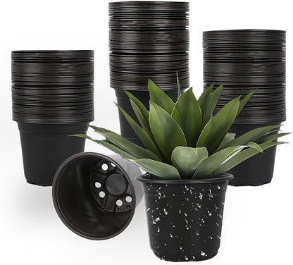 100 Packs 4 Inch Nursery Pots, 4 5 6 Inches Plastic Nursery Pots for Plants with Drainage Holes, Seed Starting Garden Pots of Flower Plant Container for Succulents, Transplanting (100, 4 Inch)