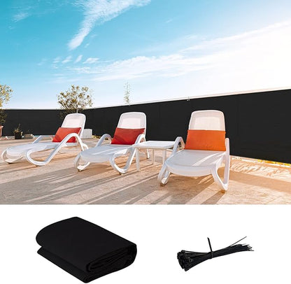 LOVE STORY Custom Size 3.3'x14' Black Balcony Privacy Screen,UV Block Privacy Fence Screen,90% Shield for Outdoor Pool Garden Apartment Railing