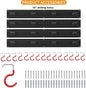 Storage Rack for Garden Tools, 64 Inch Black Metal Wall Mount with 16 Hooks