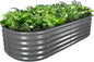 A ANLEOLIFE 6X2X1.5 ft Galvanized Raised Garden Beds Outdoor, Oval Round Metal Planter Box for Planting Vegetables Flowers Herb, Anti-Rust & Easy-Setup, Quartz Grey