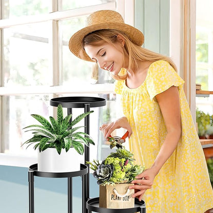 3 Tier Metal Corner Plant Stand Indoor Outdoor, Heightened widened 30'' Tall Multiple Flower Pot Display Holder, Iron Plant Rack Organizer for Living Room Garden Patio Balcony Office (black)