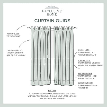 EXCLUSIVE HOME Cabana Solid Indoor/Outdoor Light Filtering Hook-and-Loop Tab Top Curtain Panel Pair, 54"x120", Winter White