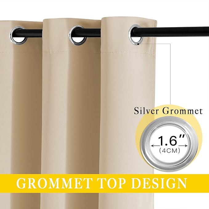 NICETOWN Sliding Door Curtain Window Treatment, Blackout Patio Door Curtain Panels Privacy Thermal Insulated Drapes for French/Patio Door (1 PC, Biscotti Beige, W80 x L95)