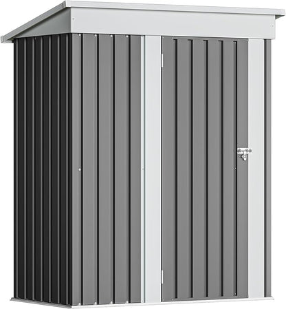 Devoko Outdoor Storage Shed 5 x 3 FT Lockable Metal Garden Shed Steel Anti-Corrosion Storage House with Single Lockable Door for Backyard Outdoor Patio (Gray)