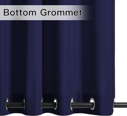 NICETOWN Canvas Outdoor Curtains for Patio Waterproof Extra Long 108" Length, 2 Panels Thermal Insulated Top and Bottom Grommet Privacy Vertical Drapes for Porch/Gazebo, 55" Wide, Dark Blue