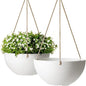 LA Jolie Muse Hanging Planter - 9.84 Inch Hanging Planters for Indoor Plants, Hanging Pots for Plants Indoor Outdoor, Set of 2, White
