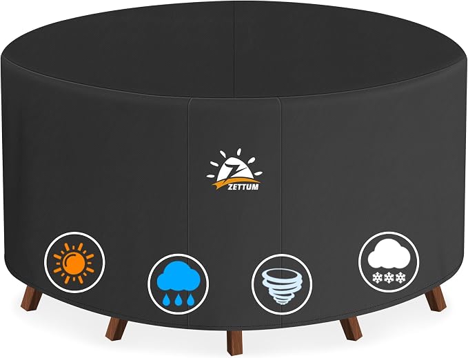 Zettum Round Patio Table Cover 110 Inch by Zettum