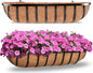 2pcs 30' Planter, Metal Window Box with Coco Liner, Wall Planter for Outdoor Indoor Balcony, Rustic Horse Trough Style