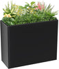 Metal Large Planter Box 36" L x 12" W x 26" H, Heavy Duty Tall Rectangle Outdoor Planter Box with Removable Insert Shelves for Porch, Garden, Patio, Yard (Black)
