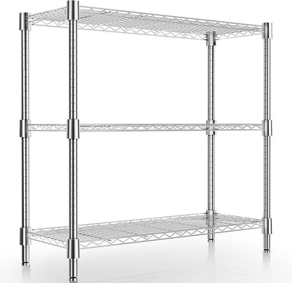 Xcity Storage Shelves, 3 Tier Heavy Duty Metal Shelving Unit, 1200 LBS Capacity Adjustable Steel Wire Shelf Organizer for Pantry, Kitchen, Garage, 14" D x 36" W x 36" H, Chrome