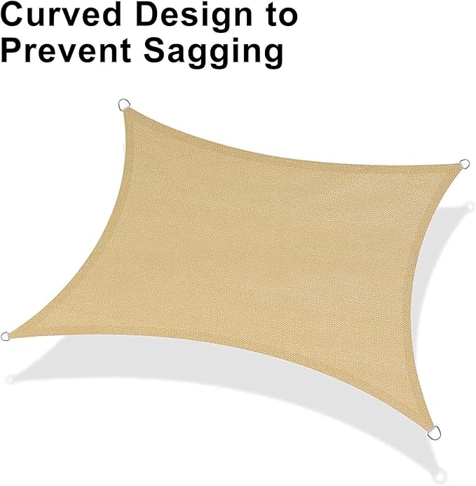 LOVE STORY 12' x 16' Rectangle Sun Shade Sail Canopy UV Block Sun Shade for Outdoor Patio Garden Backyard, Sand (We Make Custom Size)