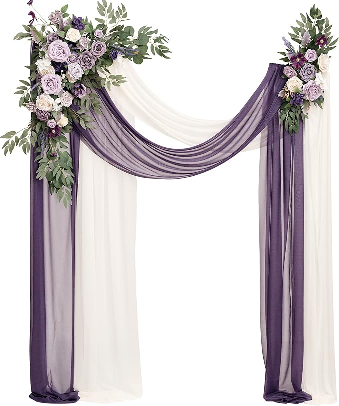 Artificial Flowers for Wedding Arch, Lilac Foam and Silk, 4-Piece Set
