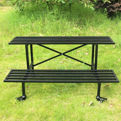 Zhongma 2 Tier Sturdy Metal Plant Stand with Wheels Heavy Duty Plant Holder for Home Indoor and Outdoor,L45.67 x W17.5 x H16.14 inch,440 LBS Capacity & Heavy Duty Construction