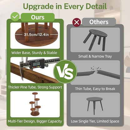 iDavosic.ly 5 Tier Plant Stand Indoor, Tiered Corner Wood Multiple Flower Holder Shelf, Tall Orchid Display Rack for Patio Porch Living Room Balcony Outdoor, Brown