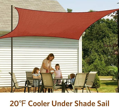 Quictent 24X24FT Large Overzied 185G HDPE Square Sun Shade Sail Canopy 98% UV Block Outdoor Patio Garden with Hardware Kit 24'x24' Terracotta