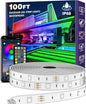 AILBTON 100ft Outdoor LED Strip Lights Waterproof,IP68 Outside Led Light Strips Waterproof with Bluetooth App Remote Control,Music Sync RGB Exterior Led Rope Lights,for Balcony,Deck,Roof,Garden,Pool.