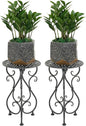 Metal Plant Stands 2 Pack, Heavy Duty Plant Pedestal 17" Tall, Single Flower Pot Holder for Indoor, Outdoor, Patio, Porch, Garden, Balcony, Black