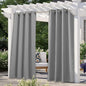 NICETOWN 120" L Outdoor Curtain for Patio Waterproof, Thermal Insulated Stainless Steel Grommet Blackout Outdoor/Indoor Curtain Privacy Protect for Landscape, 1 Panel, 52" Wide, Silver Grey