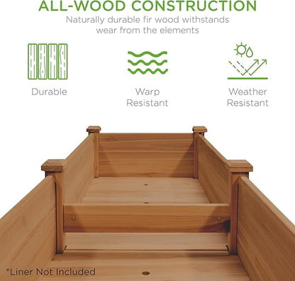 Best Choice Products 72x24x30in Raised Garden Bed, Elevated Wood Planter Box Stand for Backyard, Patio, Balcony w/Divider Panel, 6 Legs, 300lb Capacity - Acorn Brown