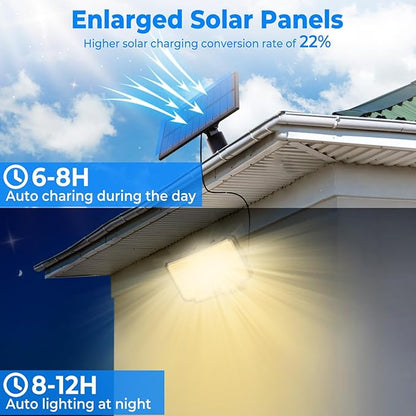 Peasur Solar Motion Lights Outdoor, 318 LED Solar Security Light with 3 Modes, IP65 Waterproof Powered Flood Lights for Outside Garden Patio Garage Yard Backyard (Warm White)