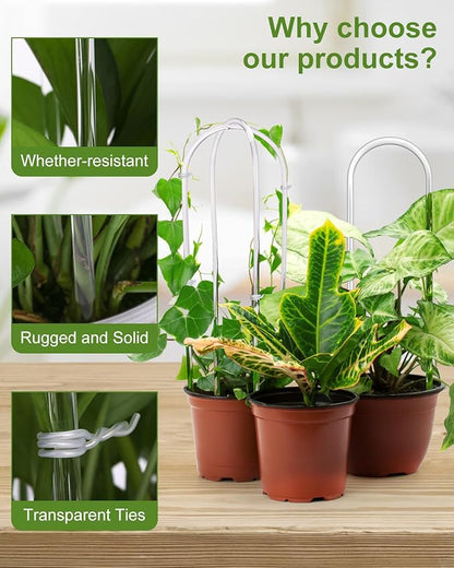 16 Inch U-Shaped Acrylic Plant Trellis, 2 Pcs Extended Hoya Trellis for Supporting Potted Climbing Plants, Small Houseplant Trellis Garden Accessory for Potted Ivy Indoor Outdoor