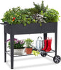 31.5" Tall Raised Garden Bed with Wheels, Extra 15.7" W Planter Box (400 lbs Loads) with Storage Shelf & Handle,Heavy Duty Metal Garden Planter for Vegetables, Herbs & Flowers, Patio & Balcony