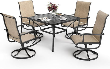 Pamapic Textilene Outdoor Dining Chair 1 Piece, Perfect for Garden, Backyard, Poolside, Patio, Beige