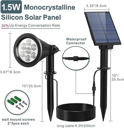Spotlights Outdoor Solar for Flag Pole, Bright 7-LED Solar Spot Light with Separate Panel Waterproof, Dusk-to-Dawn Flagpole Light, Adjustable Landscape Ground Wall Lighting for Yard Garden(Warm White)