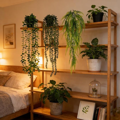 4 Pack Artificial Plants Wall Hanging Fake Plants Indoor for Shelf Boho Faux Eucalyptus Ivy Vine House Plants for Living Room Wall Backdrop Outdoor Decor