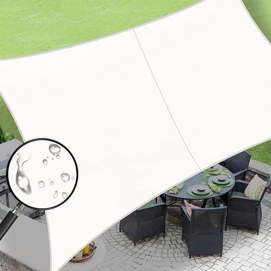 LOVE STORY Rectangle 9'x14' Waterproof Sun Shade Sail Canopy UV Block for Outdoor Patio Backyard Carport,White(We Make Custom Size)