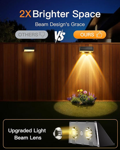 Solar Fence Lights Outdoor, 12 Pack IP65 Waterproof Fence Lights Solar Powered with Ultra-Bright LED Lens, 9 Color Modes, 12+ Hours Steady Glow for Deck/Backyard/Patio/Pool/Wall - Black