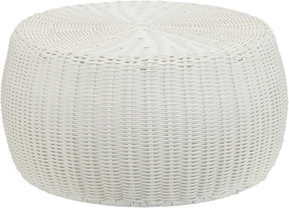 Resin Wicker Storage Stool or Side Table, White