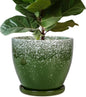10 Inch Plant Pot - Ceramic Planters for Indoor Plants Outdoor, Large Planter with Drainage Hole and Saucer, Decorative Round Flower Pots, Garden House Decor, Gifts for Plant Lovers, Green