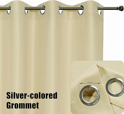 BONZER Waterproof Outdoor Curtains for Patio Porch Pergola Cabana Thick Privacy Wide Grommet Indoor Curtains for Bedroom Living Room, 1 Panel, 110W x 95L inch, Cream