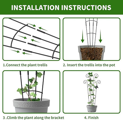 4 Pack 30 InchTaller Plant Trellis for Potted Climbing Plants Indoor,Expandable Metal Garden Trellis for Climbing Plants, Flowers Vine Ivy, Sturdy Houseplant Support for Potted Plants with Ties