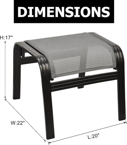 Outdoor Foot Rest for Patio Ottomans Metal Seat Patio Footstools Furniture Outside Stools Small Chair 2 Set Grey, 2 Pack-grey, 22inch*20inch*17inch